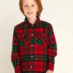 Cherry Crumble Boys Multicoloured Tartan Checks Checked Casual Shirt-22