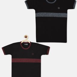 CHIMPRALA Boys Black (Pack of 2) Striped Moving Air Applique Outdoor T-shirt-57