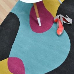 Safiya Carpet Beige & Blue Abstract Woollen Carpet-14