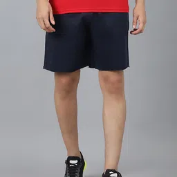 Kotty Men Blend Navy Mid-Rise Regular Shorts-picture-16