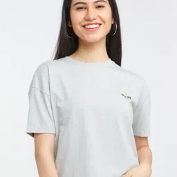 Zink London Women Grey Solid T-shirt-image-13