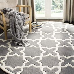 Safiya Carpet Grey & White Geometric Printed Hand Tufted Woollen Carpet-12