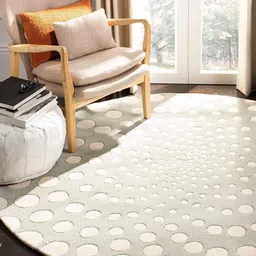 Safiya Carpet Grey & White Geometric Hand Tufted Woollen Carpets-image-33
