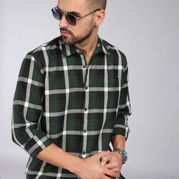 HERE&NOW Slim Fit Tartan Checks Opaque Checked Cotton Casual Shirt-picture-42