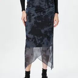Koton Abstract Printed Mid Rise Straight Skirt-image-3