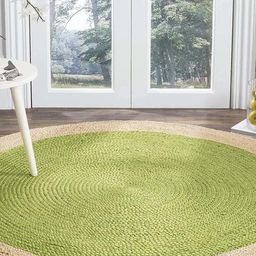 Art Avenue Orchida Green & Beige Round Shaped Jute Carpet-9