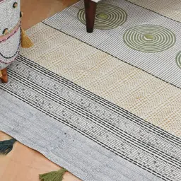 Art Avenue Yellow & Green Printed Cotton Carpet-image-63