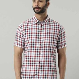 Indian Terrain Men Gingham Checked Cotton Chiseled Slim Fit Opaque Casual Shirt-image-97