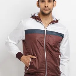 Status Quo Men Maroon Colourblocked Bomber Jacket-image-78