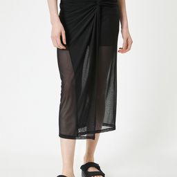 Koton Semi Sheer Twisted Straight Midi Skirt-picture-53