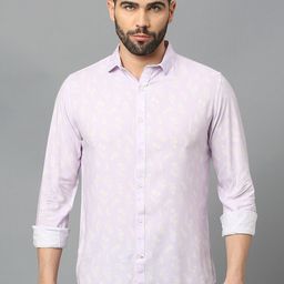 Mast & Harbour Lavender Classic Slim Fit Floral Printed Pure Cotton Casual Shirt-image-40