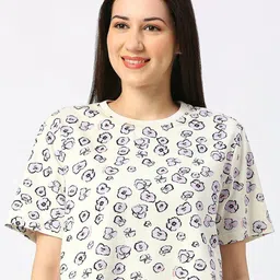 Being Human Floral Printed Drop-Shoulder Boxy Fit Croped Cotton T-shirt-image-42