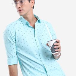 KETCH Micro Ditsy Printed Spread Collar Cotton Slim Fit Casual Shirt-image-73