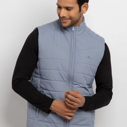 Status Quo Men Blue Solid Sleeveless Padded Jacket-image-67