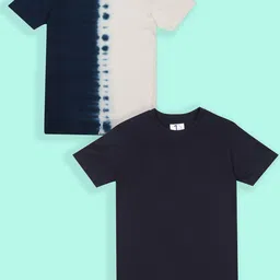 Jumping Joey Boys Pack Of 2 Dyed Pure Cotton Longline Loose T-shirt-image-49