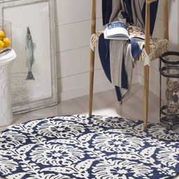 Safiya Carpet Blue & White Ethnic Motifs Hand-Tufted Woollen Traditional Carpet-image-96
