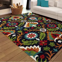 IMRA CARPET Black Ethnic Motifs Handmade Woollen Carpet-picture-20