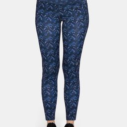 Amante Women Blue Printed Slim Fit Ankle Length Training Tights-image-50