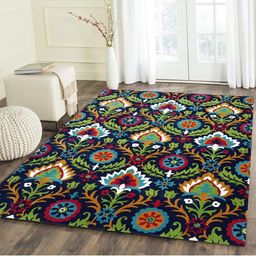 IMRA CARPET Blue Ethnic Motifs Woollen Carpet-picture-35