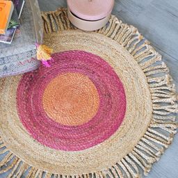 Art Avenue Carmine Beige & Pink Braided Round Jute Rug-image-76