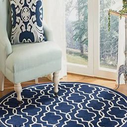 Safiya Carpet Navy Blue & White Geometric Woollen Carpets-picture-17