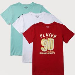 Palm Tree Boys Red & White & Blue Set of 3 Printed Raw Edge T-shirt-picture-14