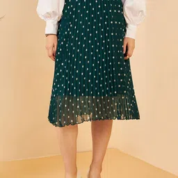 RARE Polka Dots Printed A-Line Midi Skirts-picture-10