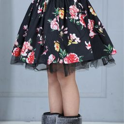 Dress My Angel Girls Floral Printed Pure Cotton Knee Length Flared Skirts-image-47