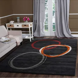 IMRA CARPET Black Geometric Handmade Woollen Carpet-picture-33
