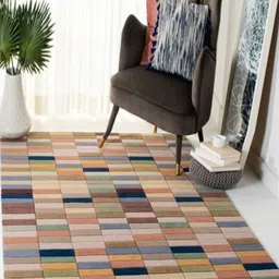 Safiya Carpet Beige & Brown Geometric Printed Hand-Tufted Rectangle Shaped Woollen Carpet-11