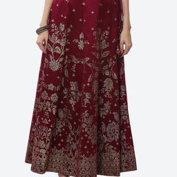 Biba Women Purple Printed Flared Maxi Skirts-picture-0