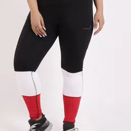STUDIOACTIV Women Black & White Colourblocked Sports Tights-image-66