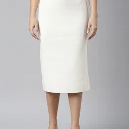SHOWOFF Self Design Straight Midi Skirt-69