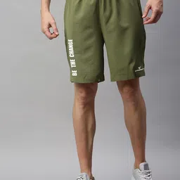 Dpassion Men Olive Green Running Sports Shorts-picture-4