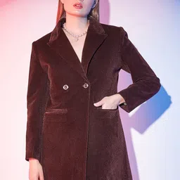 STREET 9 Notched Collar Long Sleeves Satin Double-Breasted Overcoat-picture-37