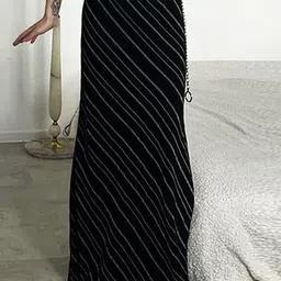 LULU & SKY Diagonal Striped A-Line Maxi Skirt-image-60