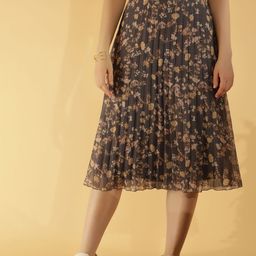 NUEVOSDAMAS Floral Printed Flared Midi Skirt-image-18