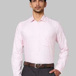 Park Avenue Men Pink Slim Fit Checked Cotton Formal Shirt-image-53