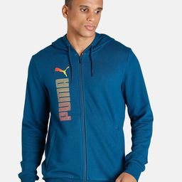 Puma Men Brand Logo Printed Hooded Cotton Slim Fit Bomber Track Jacket-image-41