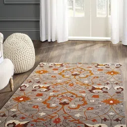 Safiya Carpet Grey Ethnic Motifs Hand-Tufted Woollen Carpets-picture-18