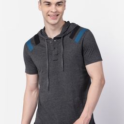 Kalt Men Hooded Neck Short Sleeves Regular Fit T-shirt-image-85