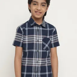 Octave Boys Tartan Checked Cotton Casual Shirt-image-66