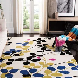 Safiya Carpet Beige Floral Printed Hand-Tufted Woollen Carpets-image-64