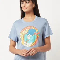 HOUSE OF S Round Neck Printed Cotton T-shirt-image-8