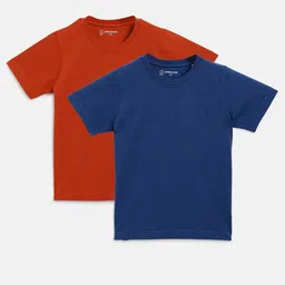 Campana Boys Pack of 2 Rust & Blue Pure Cotton T-shirt-image-58