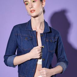 BUY NEW TREND Women Blue Denim Jacket-image-80