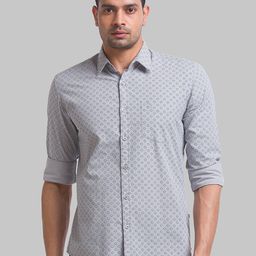 Parx Men Plus Size Geometric Printed Spread Collar Cotton Slim Fit Casual Shirt-picture-28