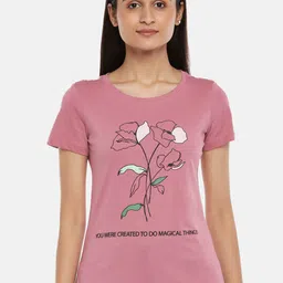 Honey by Pantaloons Women Violet Printed Cotton T-shirt-image-76