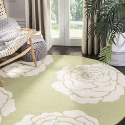 Safiya Carpet Green Floral Hand-Tufted Woollen Carpets-image-10