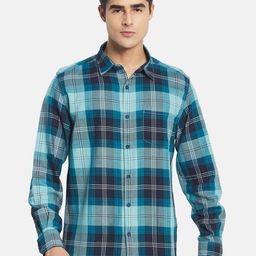 METTLE Men Blue Tartan Checks Checked Casual Shirt-picture-24